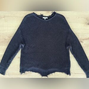 Distressed Black Knit Sweater